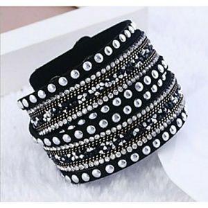 Black Rhinestone Wrap Bracelet